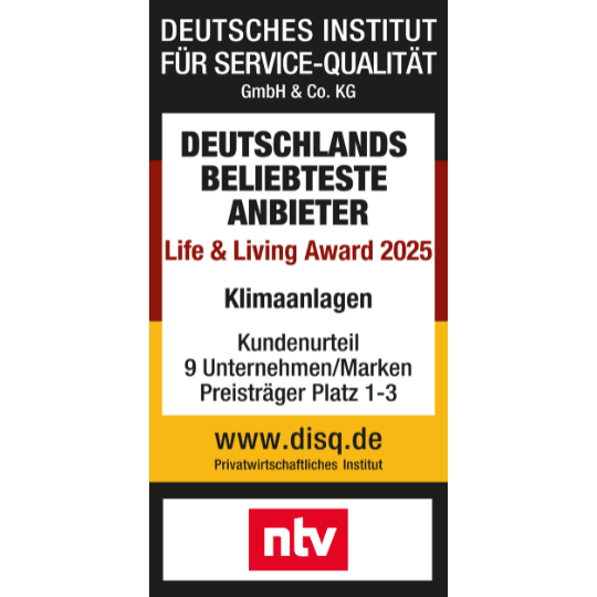 Life & Living Award 2025 (DISQ / ntv) – Deutschlands beliebteste Anbieter Klimaanlagen